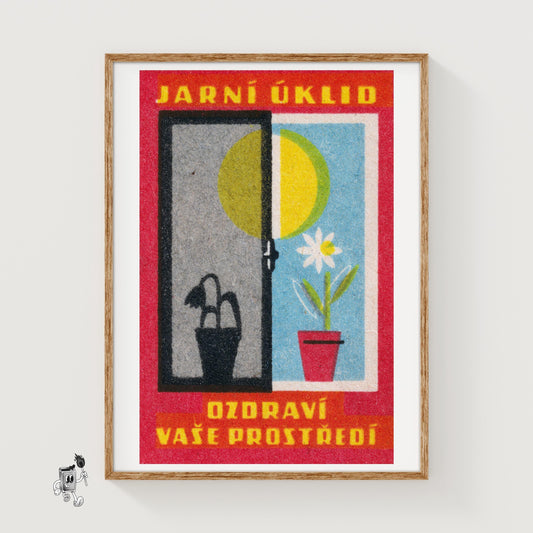 Spring Clean Your House - vintage matchbox label print