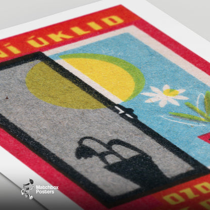 Spring Clean Your House - vintage matchbox label print - close-up detail