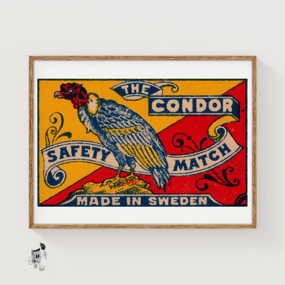 Condor - vintage matchbox label print
