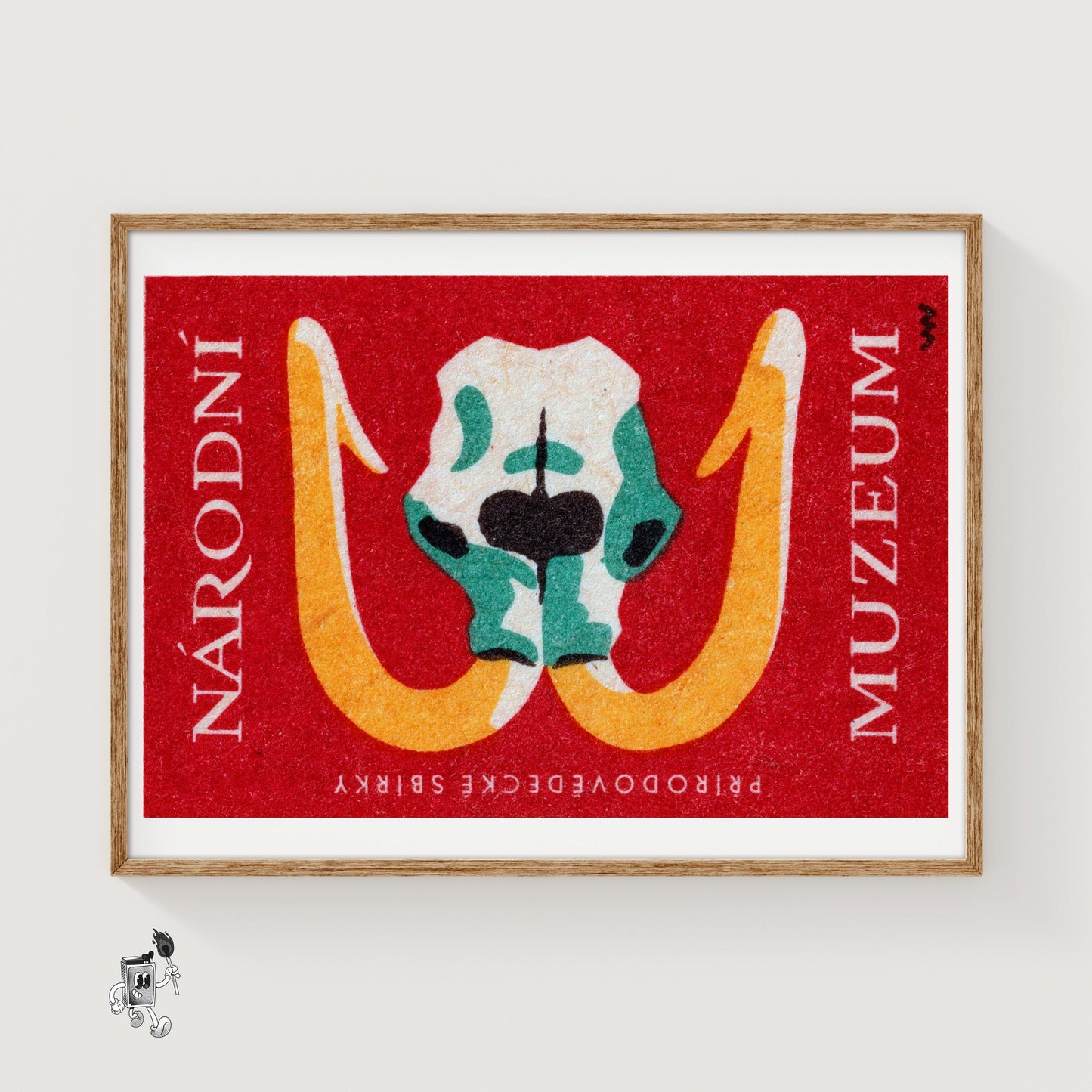 Mammoth Skull - vintage matchbox label print