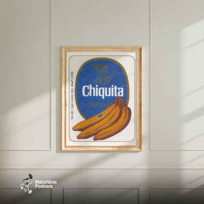 Banana Bunch - vintage matchbox label print - bedroom mockup