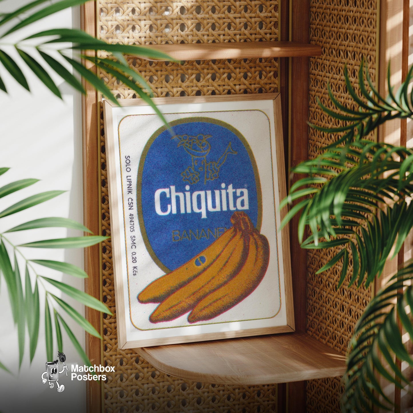 Banana Bunch - vintage matchbox label print - office wall