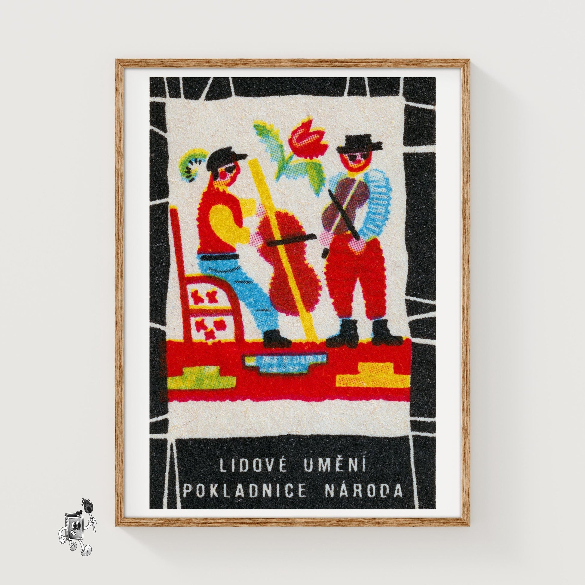 Folk Musicians - vintage matchbox label print