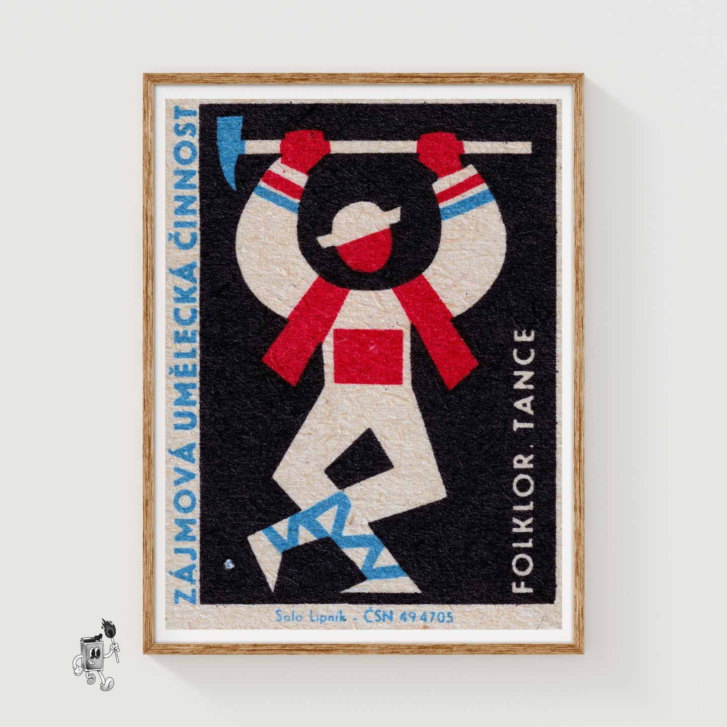 Stylized Folk Dancer - vintage matchbox label print