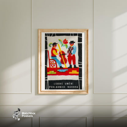 Folk Musicians - vintage matchbox label print - bedroom mockup