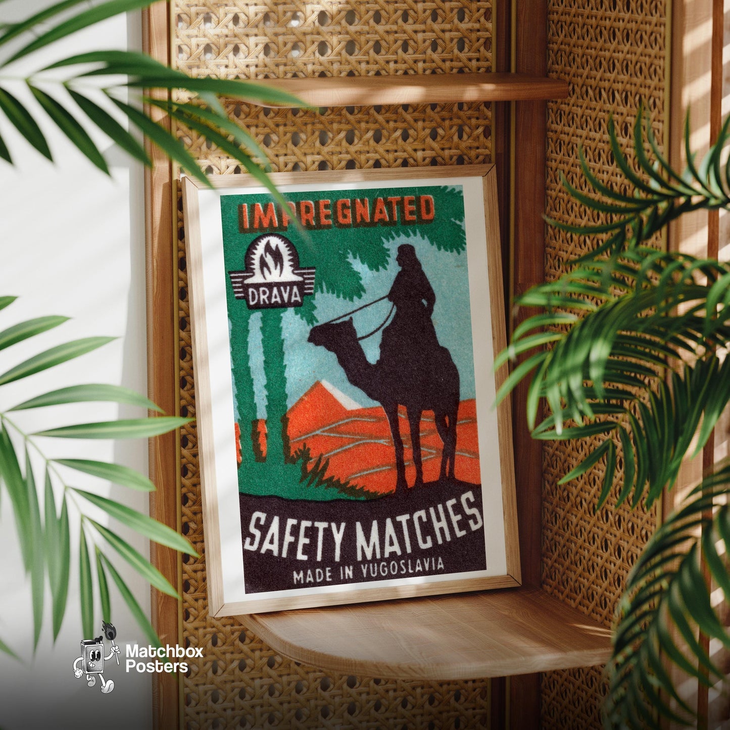 Camel Rider - vintage matchbox label print - office wall