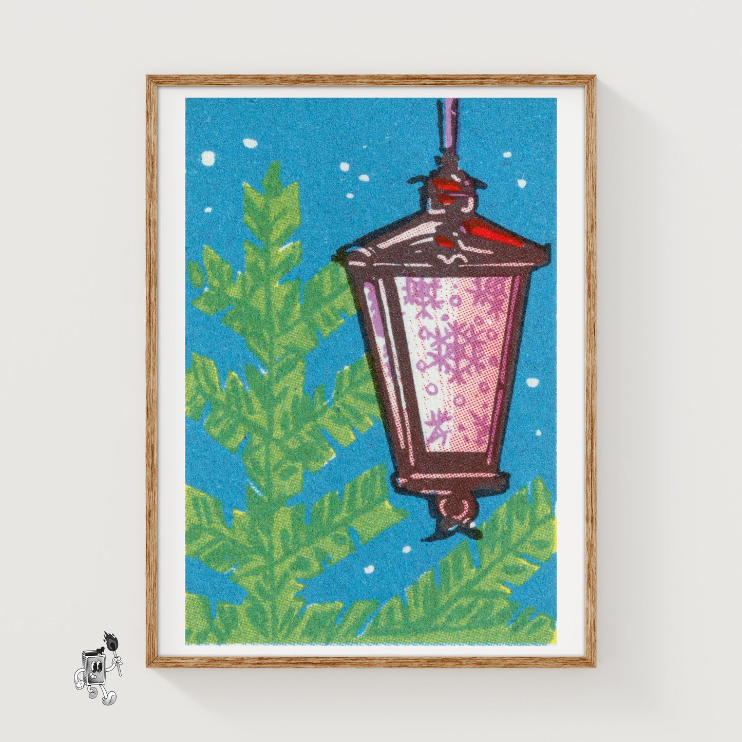 Christmas Lantern - vintage matchbox label print