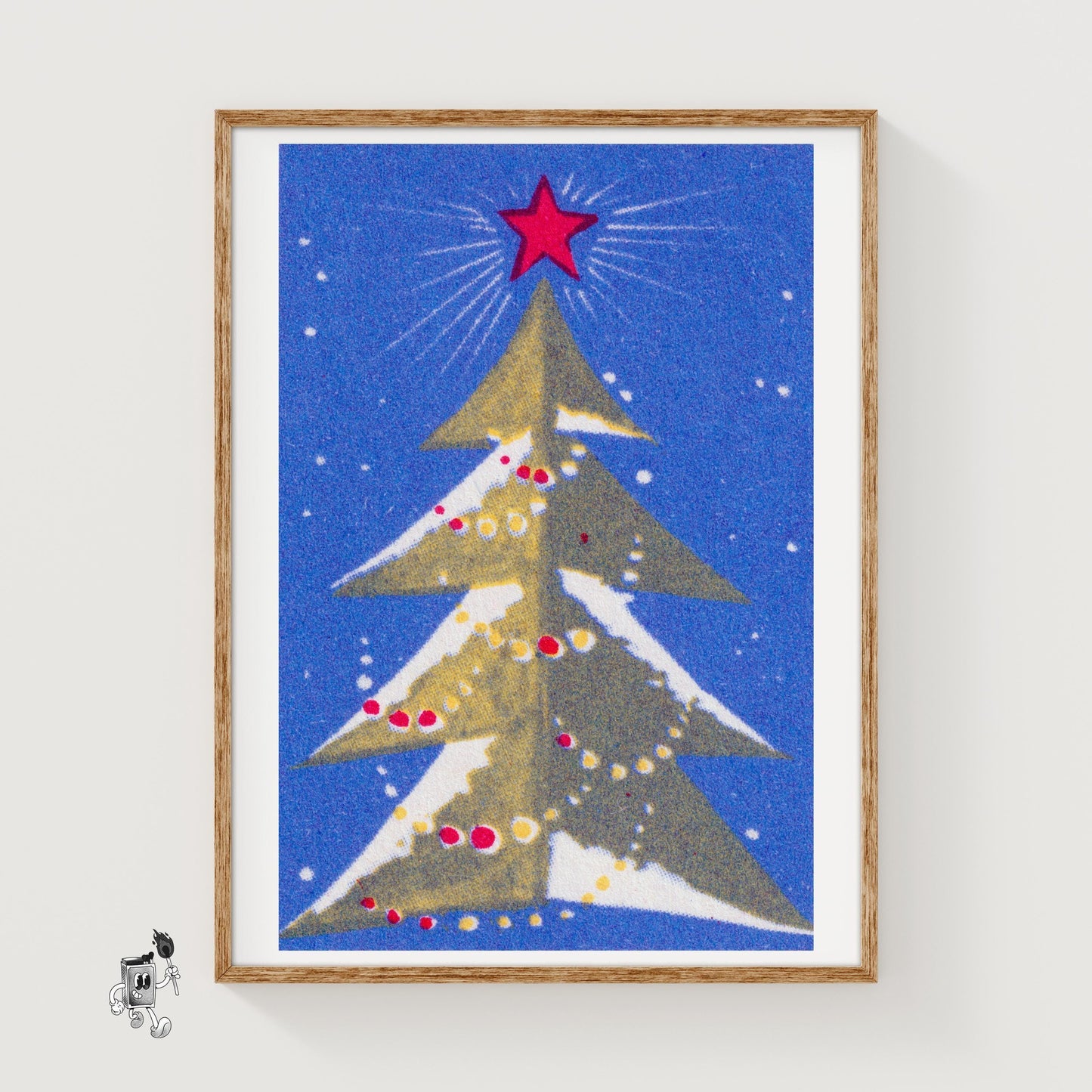Stylized Christmas Tree - vintage matchbox label print