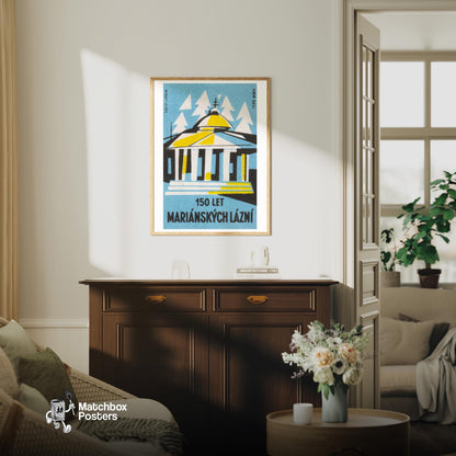 Greek Architecture - vintage matchbox label print - living room mockup