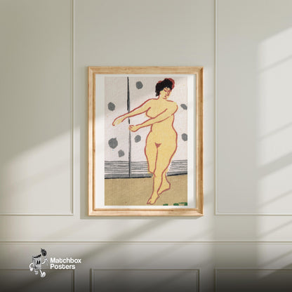 Dancing Woman - vintage matchbox label print - bedroom mockup