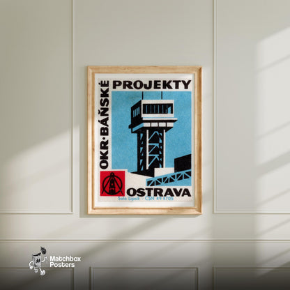 Air Control Tower - vintage matchbox label print - bedroom mockup
