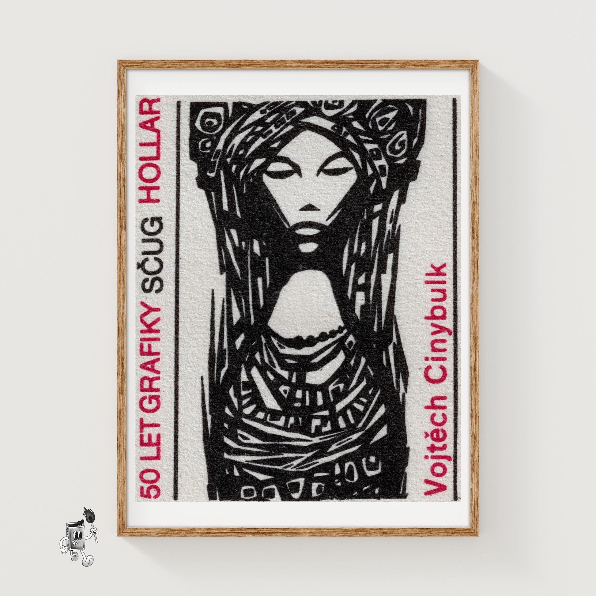 Traditional Woman - vintage matchbox label print