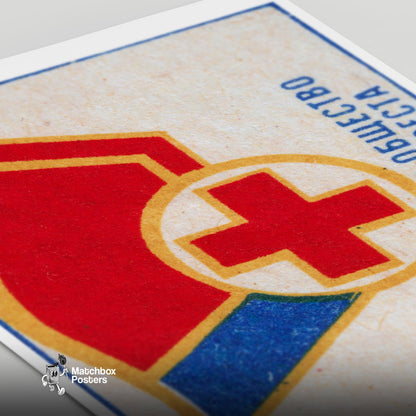 Red Cross Symbol - vintage matchbox label print - close-up detail