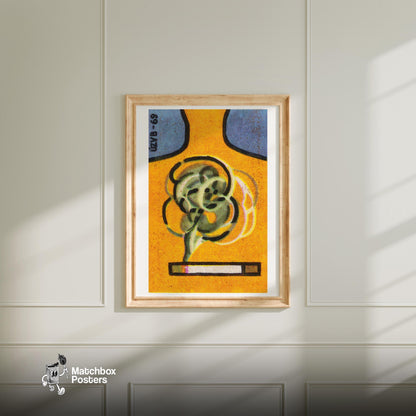 Abstract Swirls - vintage matchbox label print - bedroom mockup