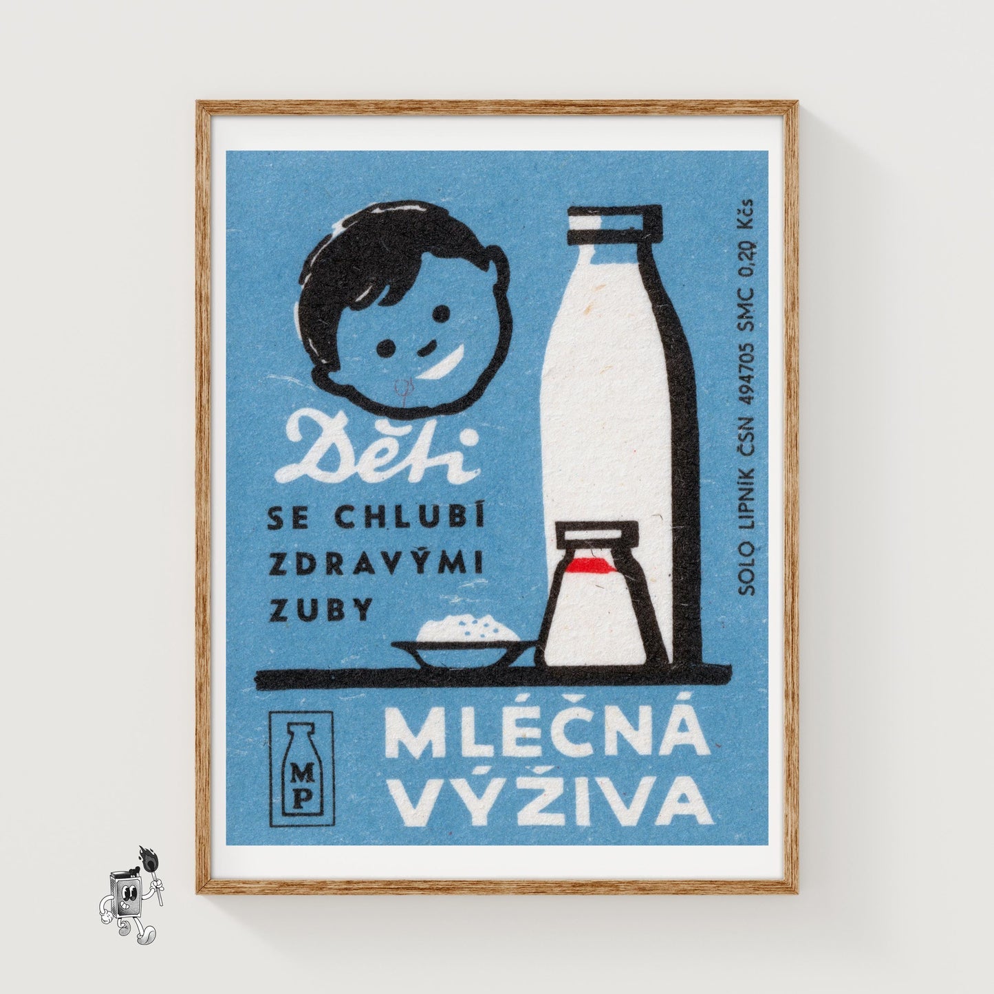 Child with Milk - vintage matchbox label print