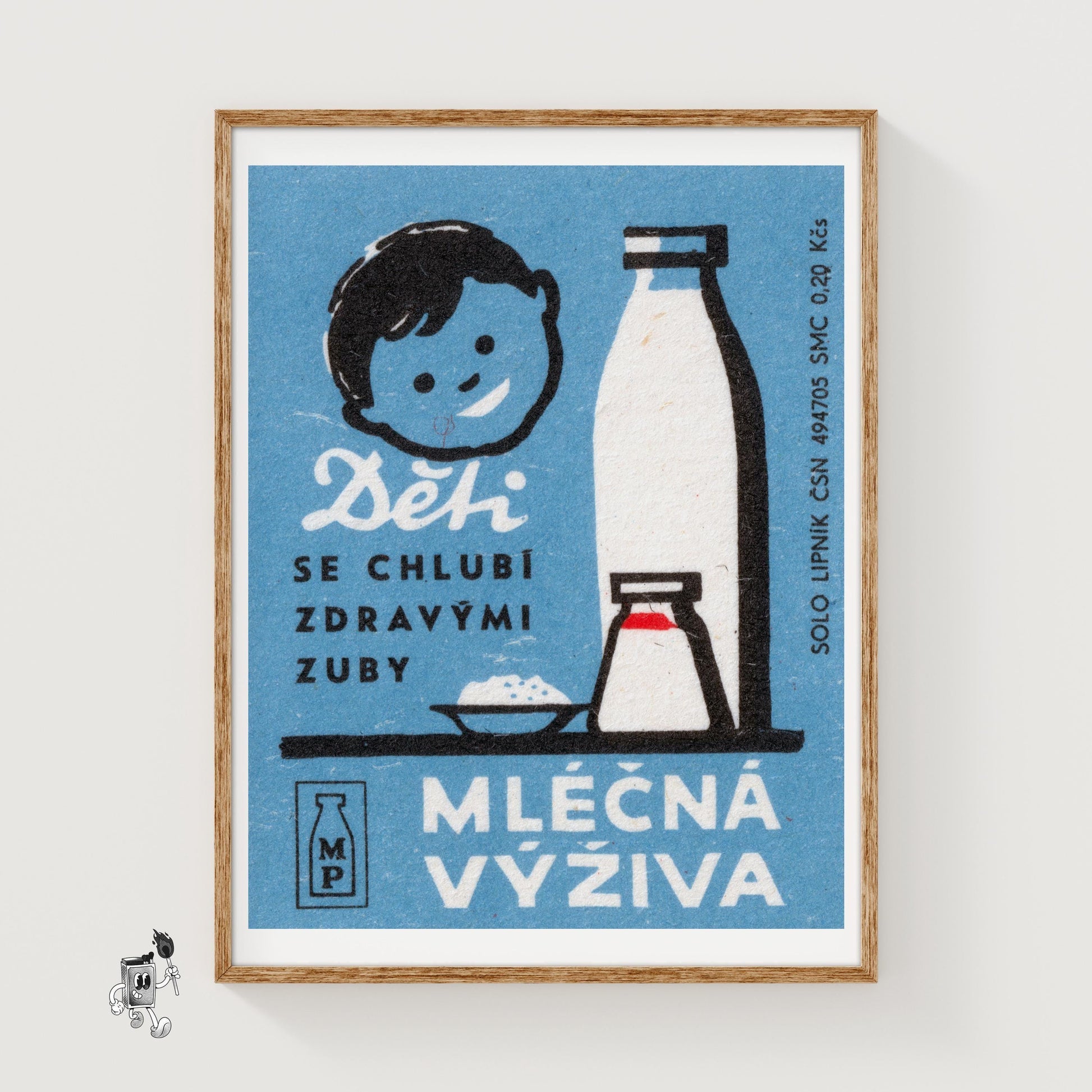 Child with Milk - vintage matchbox label print