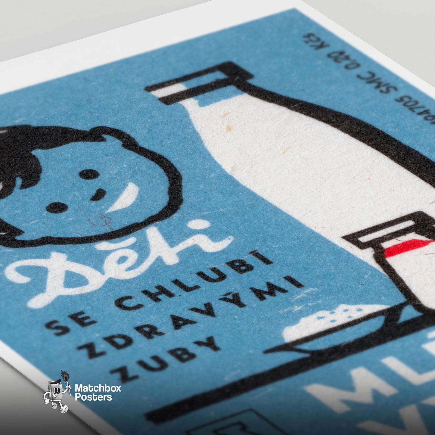 Child with Milk - vintage matchbox label print - close-up detail