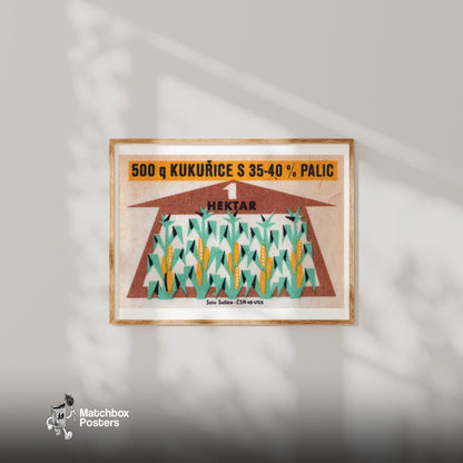 Growing Corn - vintage matchbox label print - bedroom mockup
