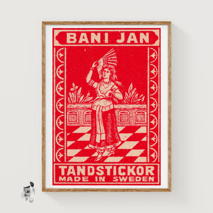 Woman Sweden 1920s-30s Matchbox Label - vintage matchbox label print