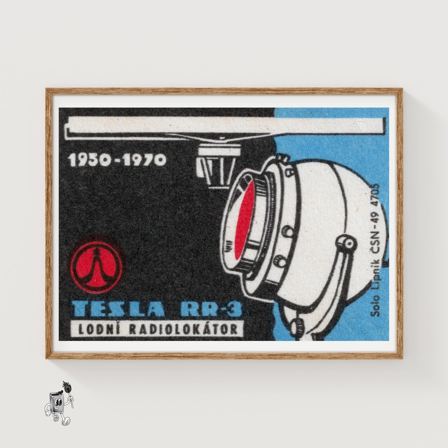Radio Locator Technology - vintage matchbox label print