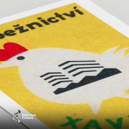 Chicken - vintage matchbox label print - close-up detail