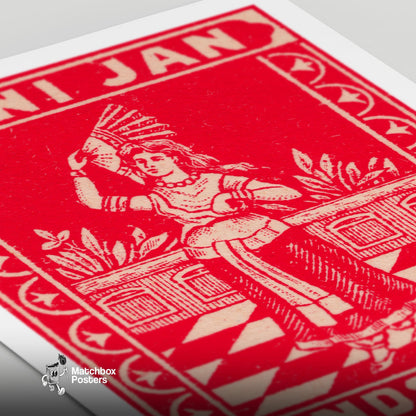 Woman Sweden 1920s-30s Matchbox Label - vintage matchbox label print - close-up detail