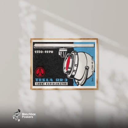 Radio Locator Technology - vintage matchbox label print - bedroom mockup