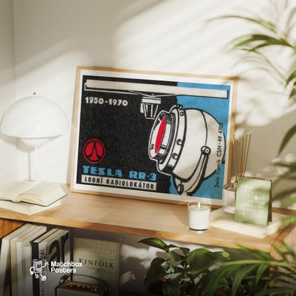 Radio Locator Technology - vintage matchbox label print - office wall