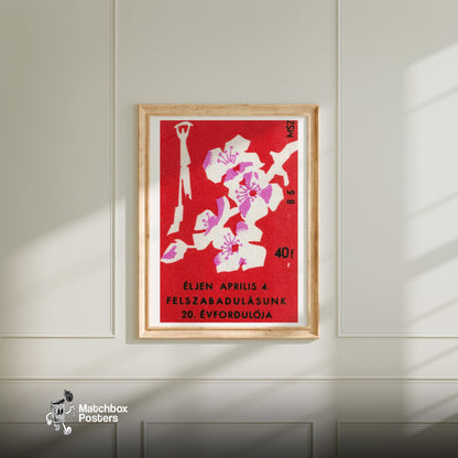 Floral - vintage matchbox label print - bedroom mockup