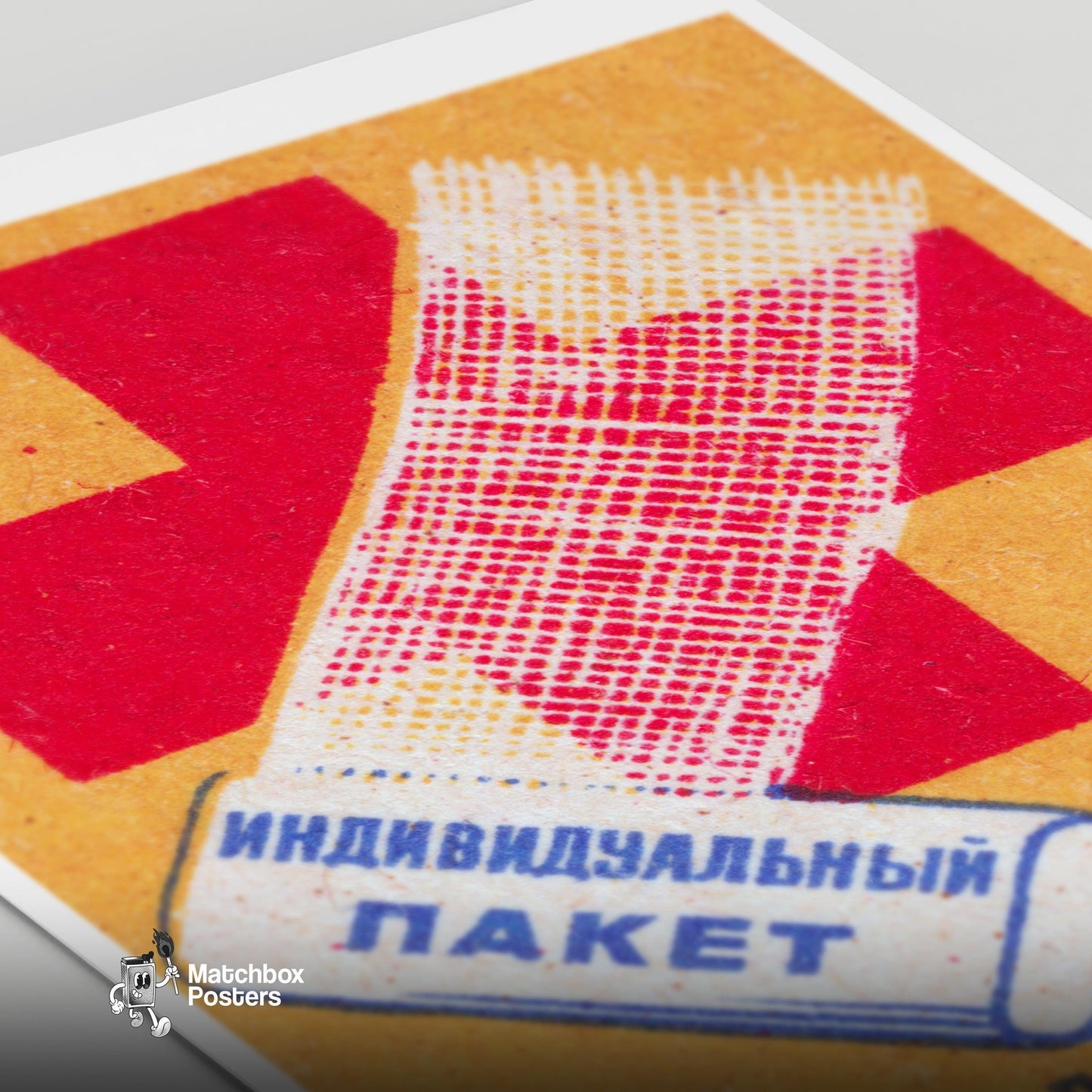 Red Cross - vintage matchbox label print - close-up detail