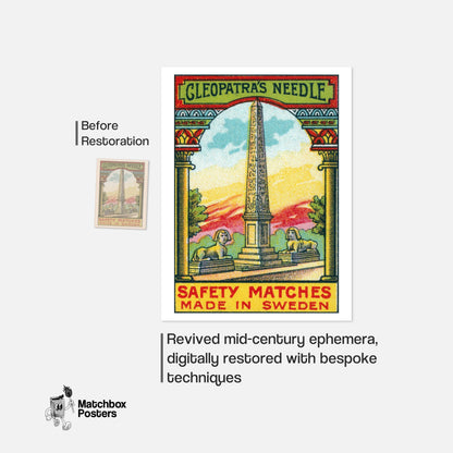 Cleopatra's Needle - vintage matchbox label print - framed wall art preview