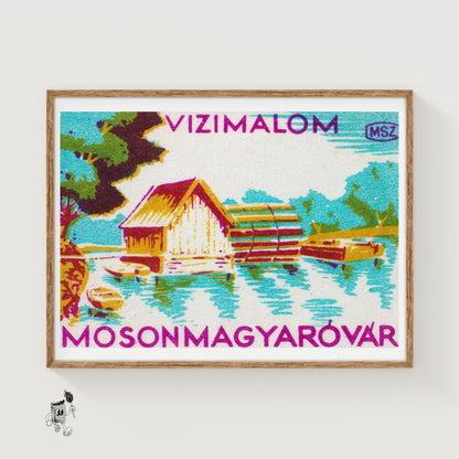 Countryside Cabin - vintage matchbox label print