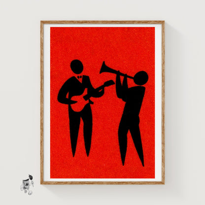 Jazz Musicians - vintage matchbox label print