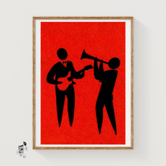 Jazz Musicians - vintage matchbox label print