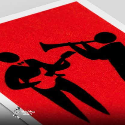 Jazz Musicians - vintage matchbox label print - close-up detail