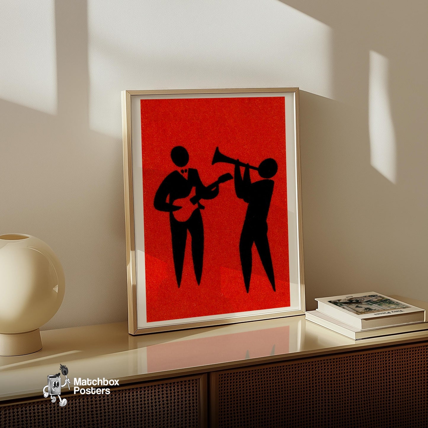 Jazz Musicians - vintage matchbox label print - size comparison