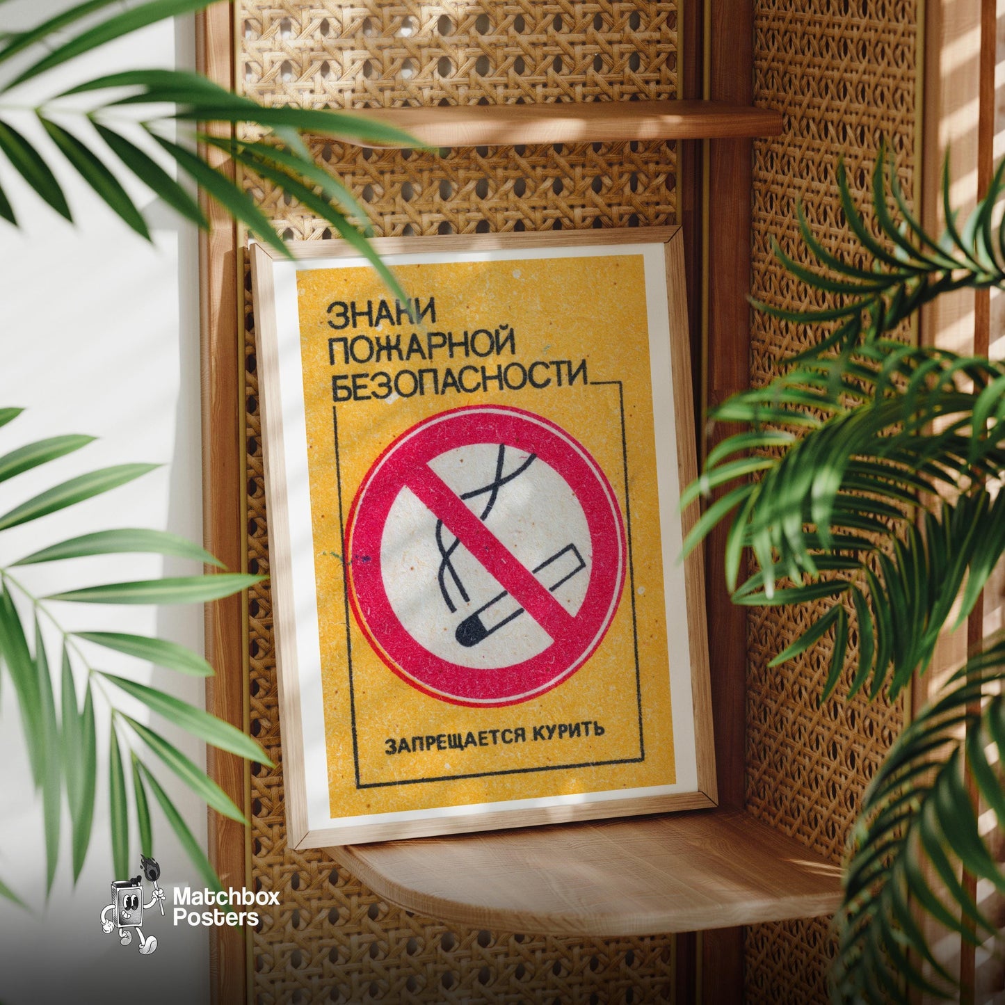 No Smoking - vintage matchbox label print - office wall