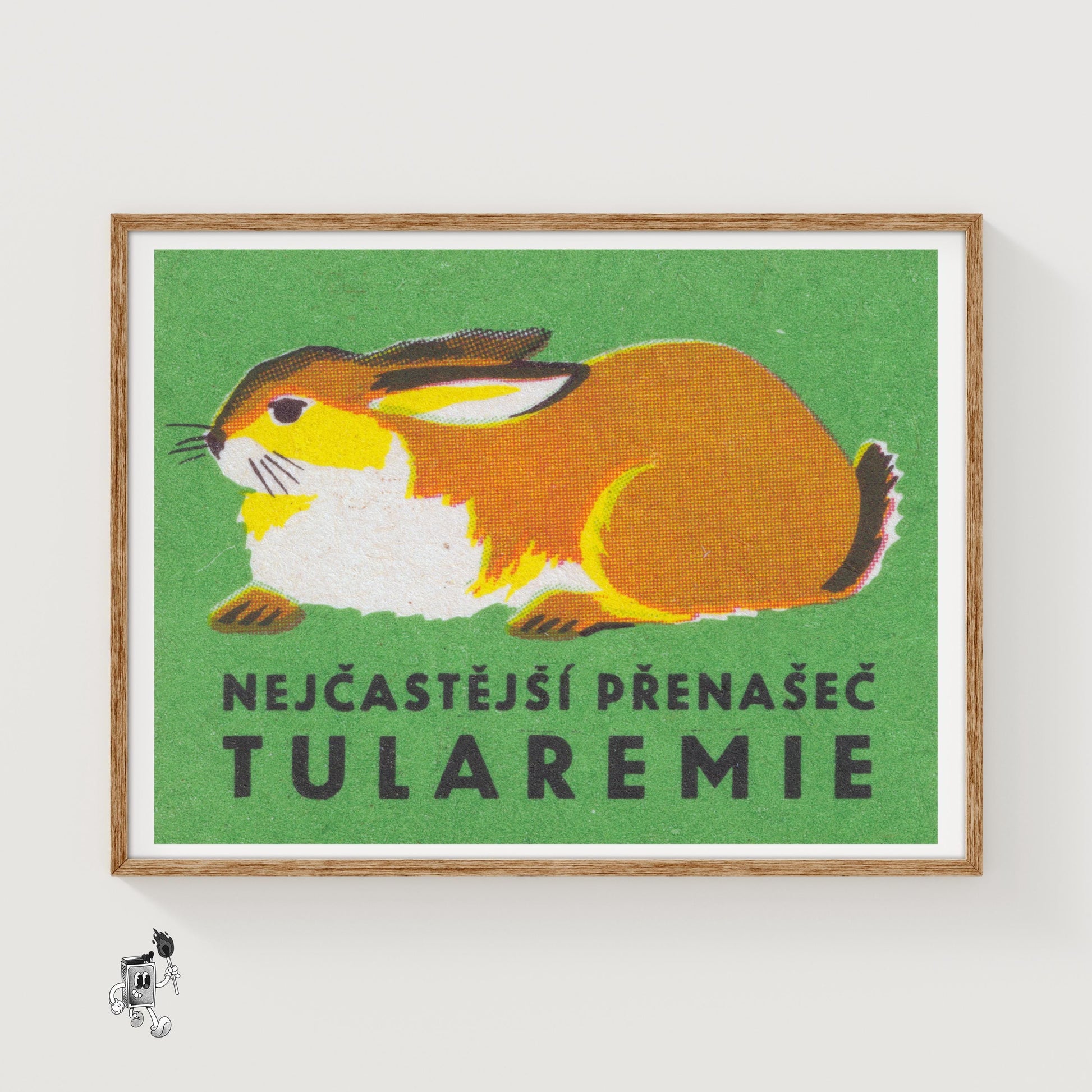 Rabbit - vintage matchbox label print