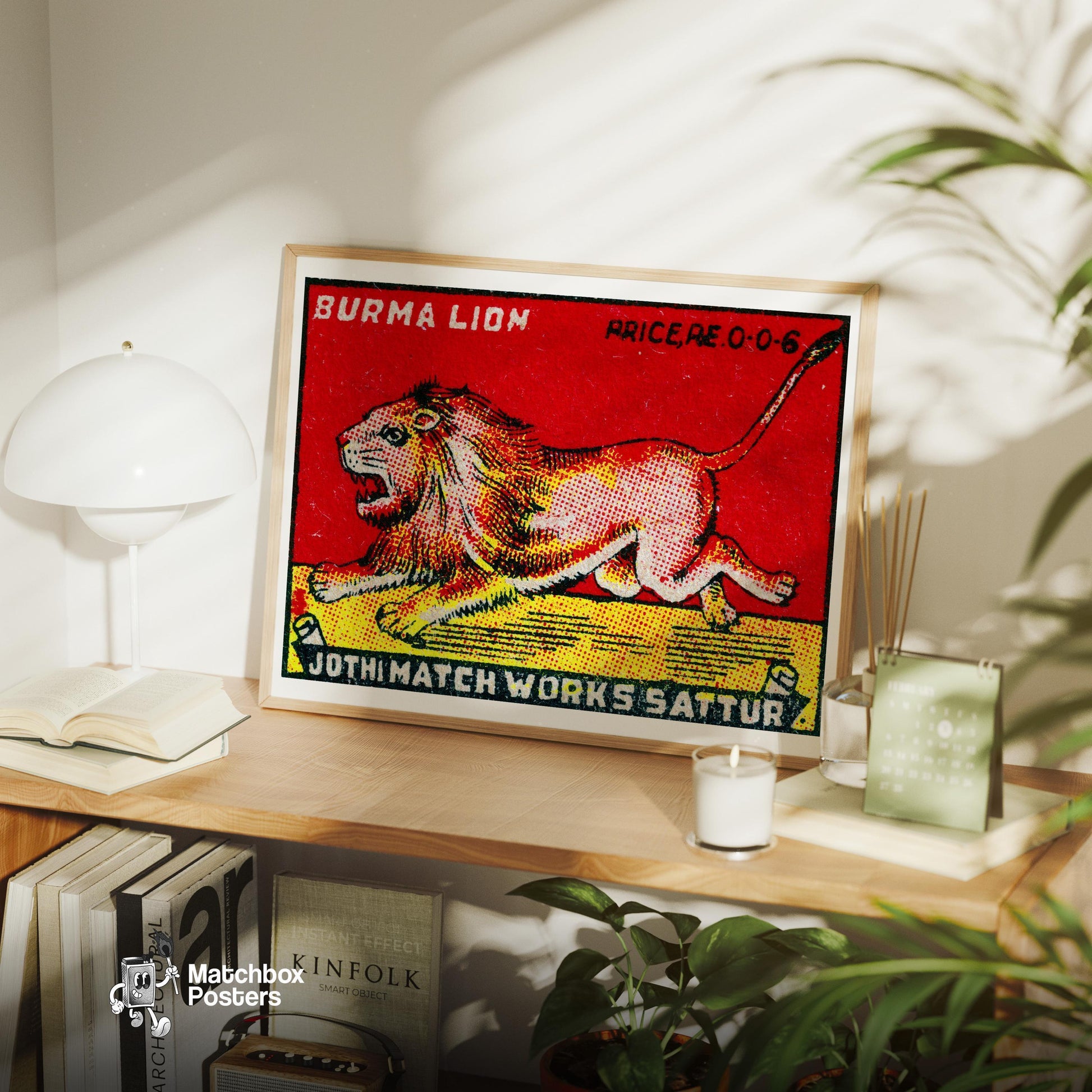 Roaring Lion - vintage matchbox label print - office wall