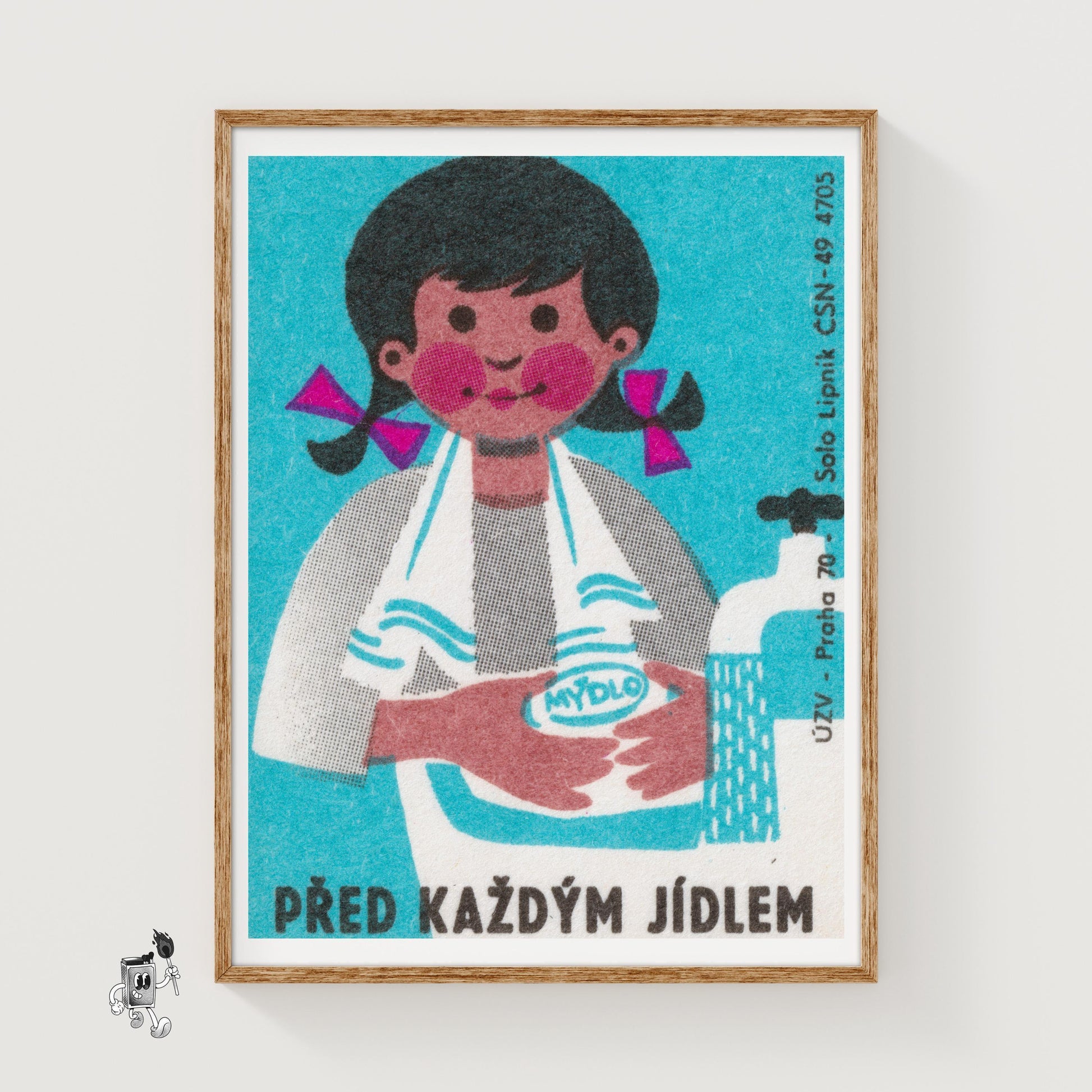Wash Hands Before Meals - vintage matchbox label print