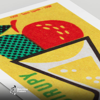 Fruit Cocktail - vintage matchbox label print - close-up detail