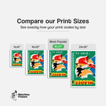 Wheat Farmers - vintage matchbox label print - gallery wall preview