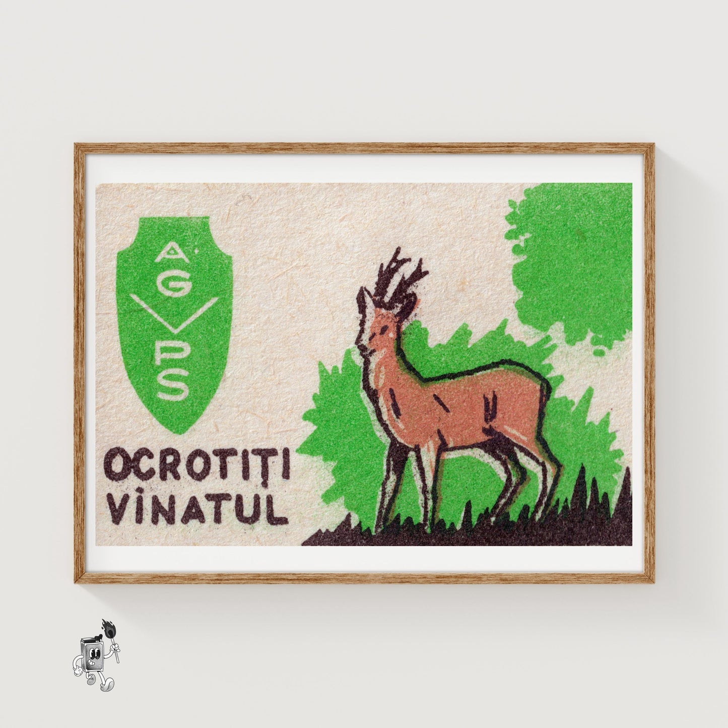 Protect the Deer - vintage matchbox label print