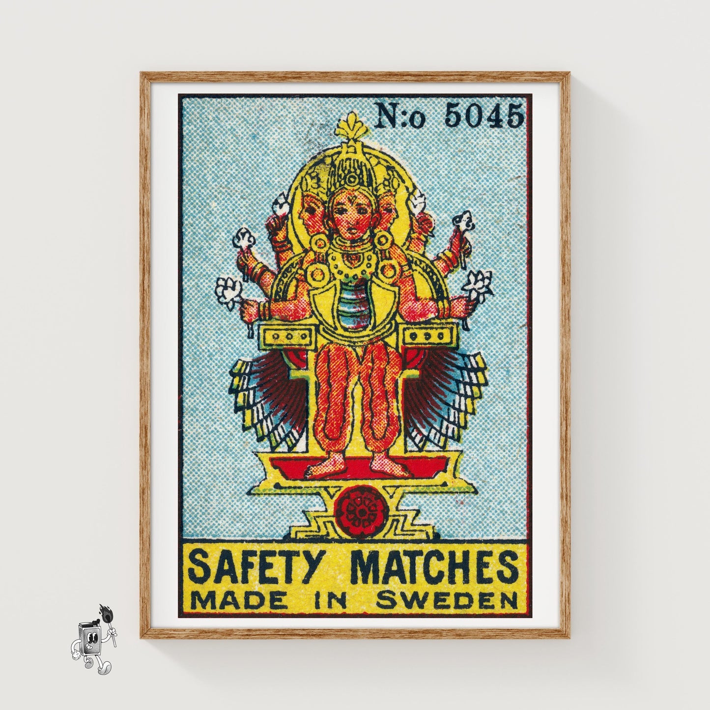 Hindu Deity - vintage matchbox label print