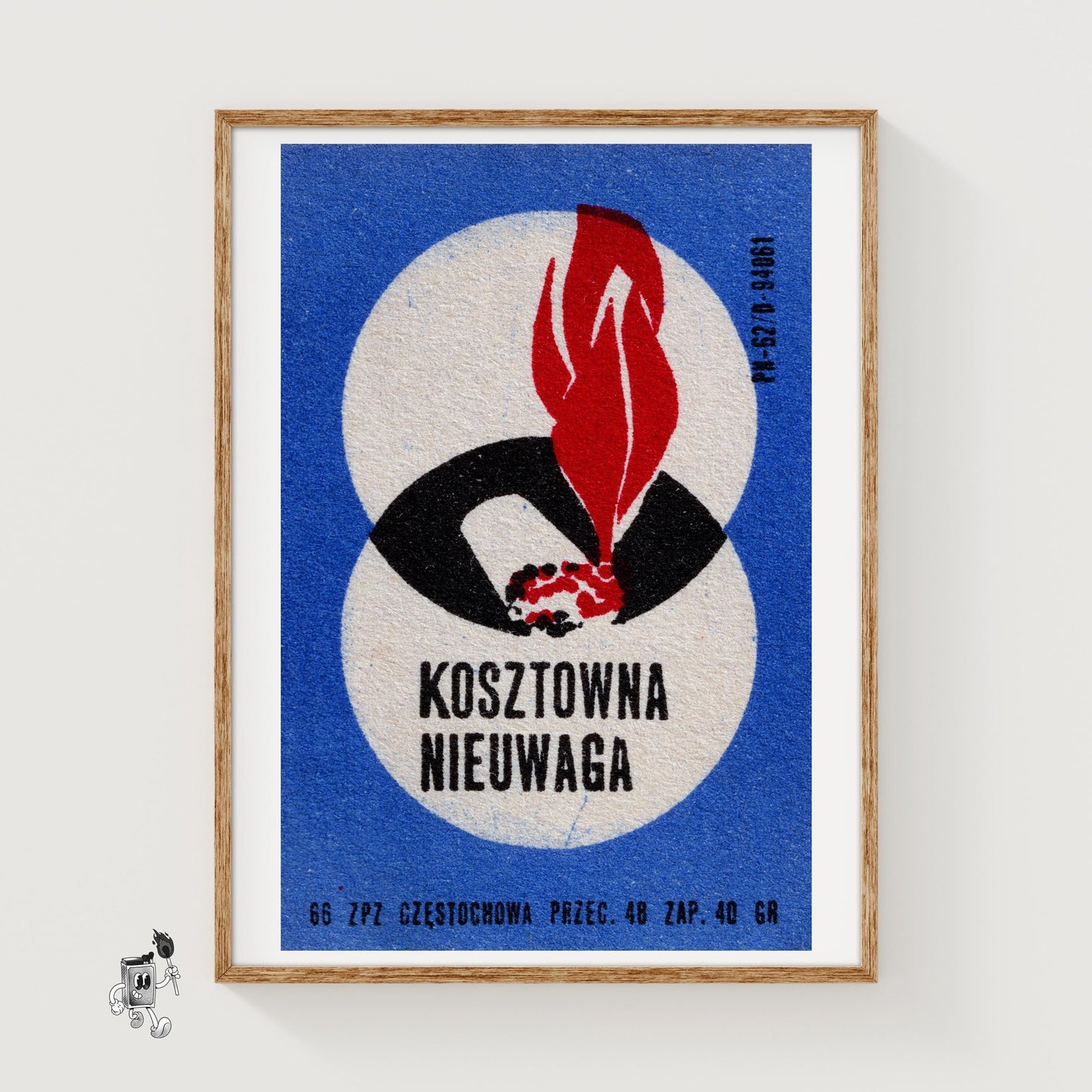 Burning Cigarette - vintage matchbox label print
