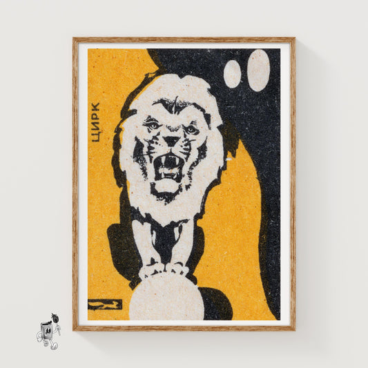 Circus Lion - vintage matchbox label print
