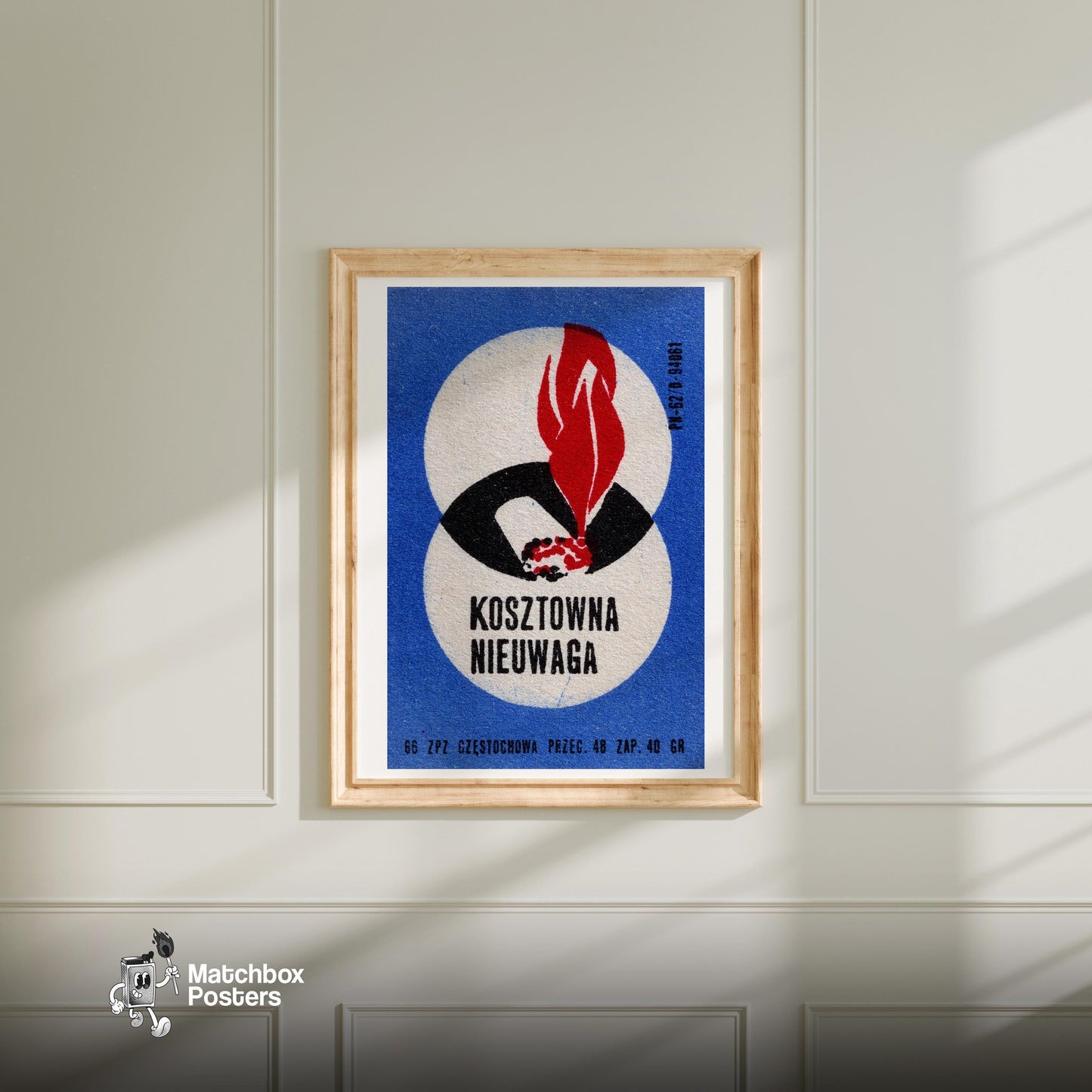 Burning Cigarette - vintage matchbox label print - bedroom mockup