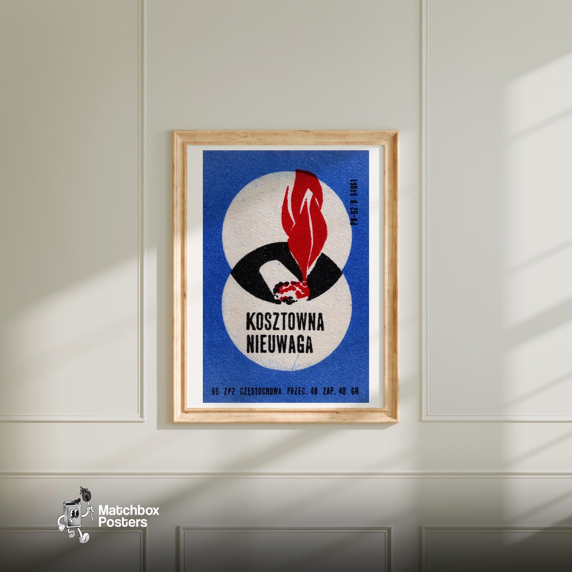 Burning Cigarette - vintage matchbox label print - bedroom mockup