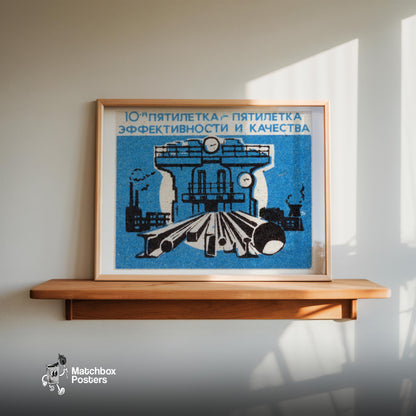 Steel Production - vintage matchbox label print - size comparison