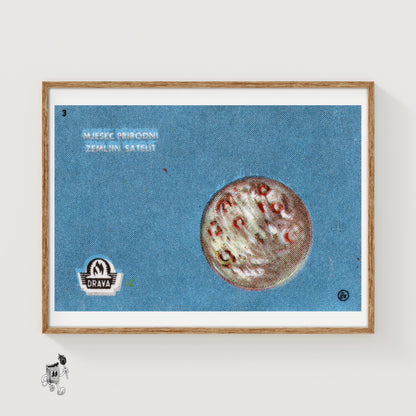 Moon - vintage matchbox label print